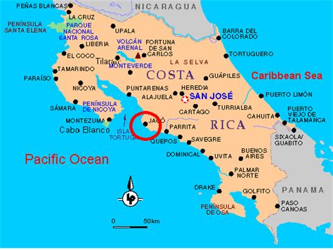 jaco beach costa rica map